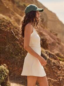 Aralina Leisurewear Racerback Ruched Halter Neck Active Dress - White - View 8