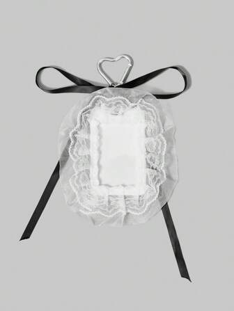 Kawaii 1 pezzo Ciondolo per borsa stile Y2K con fiocco nero e bordi in pizzo