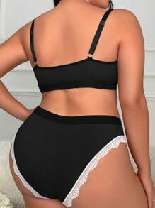 Conjunto de lencería de encaje retoque de talla grande para mujer, cómodo y de moda