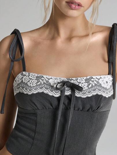  Easelle 2025 Spring And Summer Gray Office Siren Style Old Money Halter Neck Sexy Slim Top