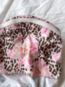 Soleia Parte superior ajustada y linda con decoración de estampado de leopardo y flores, apropiada para vacaciones, té de la tarde, fiestas, citas, Día de San Valentín y todo el año - Multicolor - Ver 6