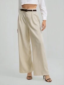 SHEIN Tall Pantalones informales con cinturón y diseño de rayas de contraste