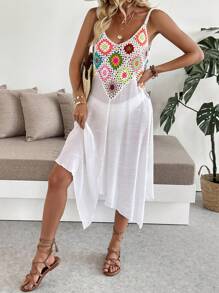 Breezaya Vestido feminino com estampa floral e alças finas para férias - Branco - Ver 5