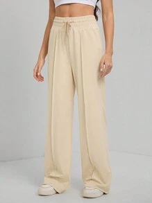 SHEIN Tall 净色抽绳腰部阔腿运动裤