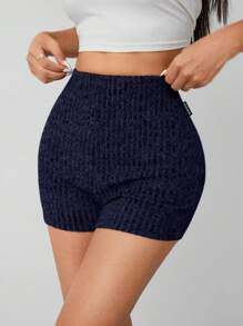 SHEIN PETITE Summer Marled Knit Biker Shorts