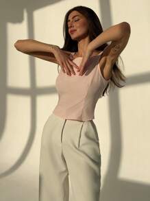 Aloruh 女士休闲简约衬衫，日常穿着 - 粉色 - 查看 4