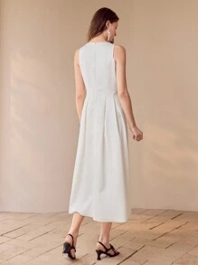 MOTF PREMIUM RHINESTONE DECOR SLEEVELESS DRESS - White - View 9
