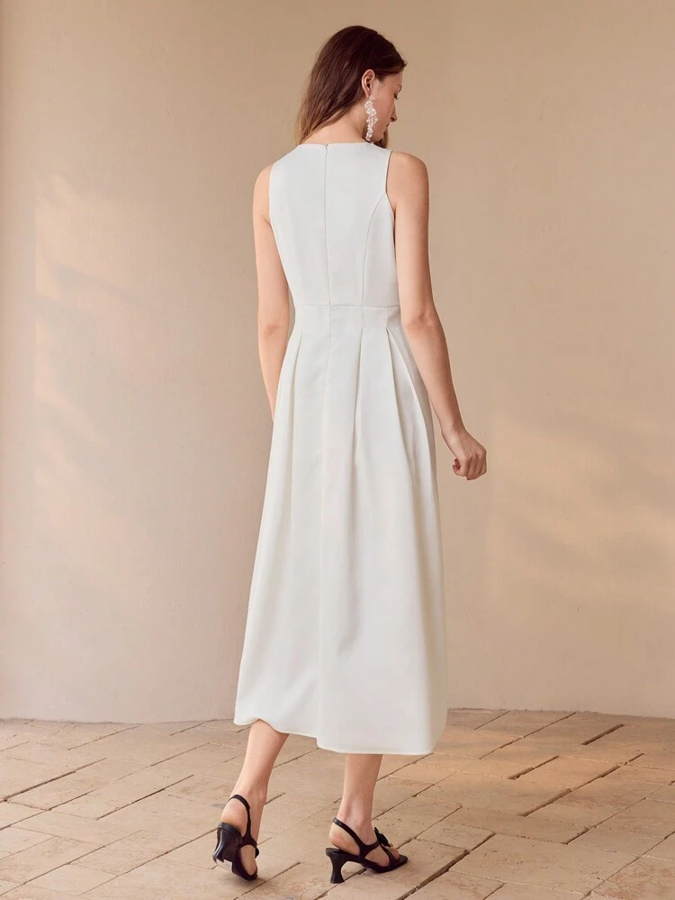 RHINESTONE DECOR SLEEVELESS DRESS