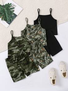 SHEIN 2pcs/Set Young Girl Casual Versatile Camisole And Shorts Set