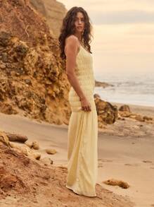 Aralina Valentine's Day Summer Shirred Maxi Dress - Yellow - View 7