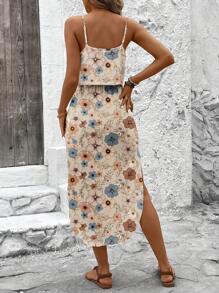 SHEIN LUNE Plus Size Ditsy Floral Dress, Suitable For Summer - Multicolor - View 2