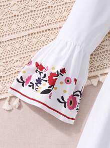 Rochie maxi Tween Girl, cu mâneci lanternă, cu decolteu în V, cu talie strânsă