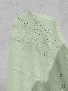 EMERY ROSE Áo kiểu nữ cỡ lớn cổ chữ V tay ngắn phối ren tương phản, thích hợp mặc mùa hè đi biển. - Màu xanh Bạc hà - Xem 6