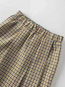 PrepCrw Young Girl Plaid Elastic Waist Short A-Line Skirt, Casual - Yellow - View 5
