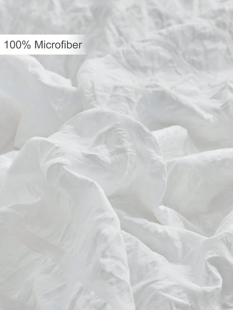 2/3pcs White Bubble Chiffon Polyester Duvet Cover Set With Ruffle Edges, Modern Fashionable & Cute, Suitable For All Seasons, Ideal For Teenagers And Students Back To School, Soft & Breathable Duvet Cover (1 Duvet Cover + 1/2 Pillow Sham, Filling Not Included) - White - View 8