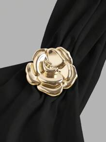 SHEIN MOD Women's Black Color Ruched Hem Gold Brooch Decor Asymmetrical Neck Tank Top, Party Wear,Sparkle Top,New Years Women - Black - View 3