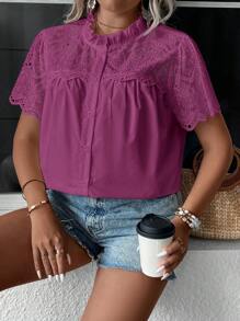 SHEIN Clasi Women Plus Size Floral Print Long Sleeve Ruffle Hem Casual Shirt