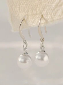 1对925纯银10毫米珍珠吊坠耳环，女士耳钩耳环，圣诞节冬季圣诞礼物 - 耳環 - 查看 4