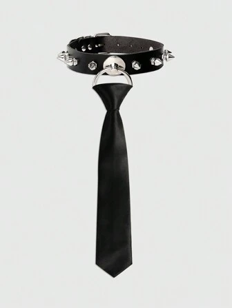 Grunge Punk 1 pieza Corbata con tachas de estilo punk gótico, accesorio de moda subcultural para mujeres