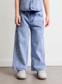SHEIN Young Boy Casual Washed Denim Short Sleeve Shirt And Pants 2Pcs Set - Blue - View 4