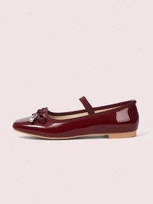 CUCCOO DOLLMOD Women's Cute Flat Student/Dance Shoes - Burgundy - View 6