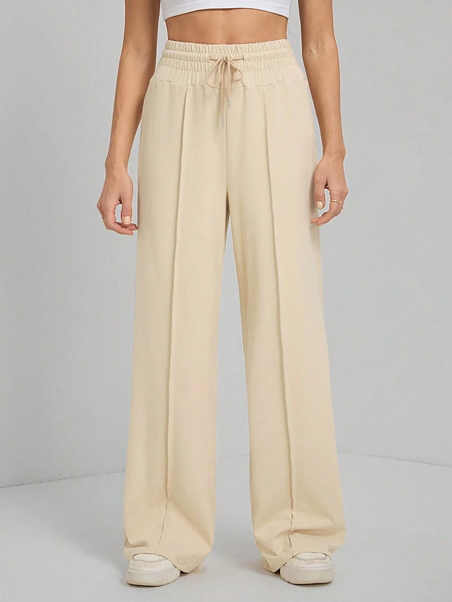 SHEIN Tall 净色抽绳腰部阔腿运动裤