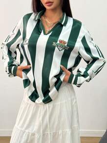 SHEIN EZwear Damska koszulka wiosenno-letnia Streetwear Concert Vintage Portswear Graphics Football