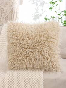 Faux Wool Decorative Pillow Case, Solid Color For Living Room And Bedroom,Fall Decor,Autumn Decor,Room Decor - Khaki - View 6