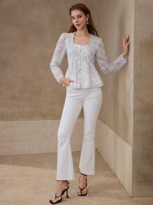 MOTF PREMIUM Top de peplum con estampado floral