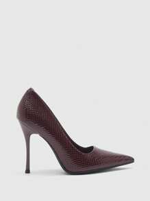 CUCCOO SZL Women's Solid Color Pointed Toe Simple High Heel Pumps, Casual Everyday Wear Spring Shoes Spring Break Easter Prom Heels For Christmas Spring Shoes - Burgundy - View 4