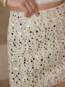 MOTF PREMIUM SEQUIN A LINE SKIRT - White - View 2
