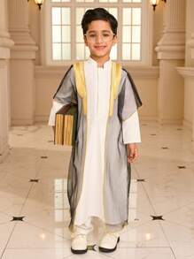 SHEIN 2pcs/Set Boy's Long Length Mesh Jacket Outfit - Black and White - View 5