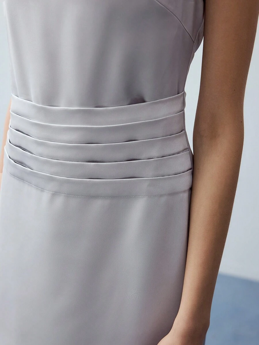 MOTF STUDIO FOLD PLEATED BACKLESS DRESS - Grey - View 2