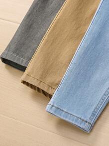 SHEIN 3pcs/Set Young Boy Elastic Slim Tapered Jeans - Multicolor - View 3