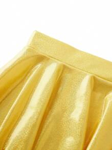 4pcs  Set: Headband + Gloves + Skirt + Top, Blue & Yellow Color Block, Suitable For Teens - Multicolor - View 6