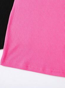 SHEIN 年轻女孩纯色方领吊带背心连衣裙 - 彩色 - 查看 5