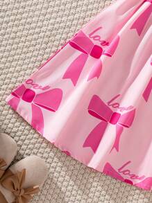 1pcs Pink 8-12 Years Old Girls Tropical Floral Print Retro Trim Camisole Mini Skirt Lightweight Outfit,Cute Summer Vacation Holiday Daily Wear Party - Pink - View 5