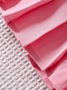 SHEIN 3pcs/Set Baby Girl Spring&Summer Preppy Style,Bowknot Embroidery Vest& Casual Short Sleeveless Shirt &Pleated Short Skirt - Pink - View 8