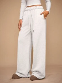 Forever 21 女士休闲阔腿宽松阔腿裤，春季 - 白色 - 查看 1