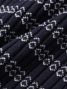 DAZY 女士菱形纹理紧身针织连衣裙女士毛衣连衣裙格子 - 藏蓝色 - 查看 8