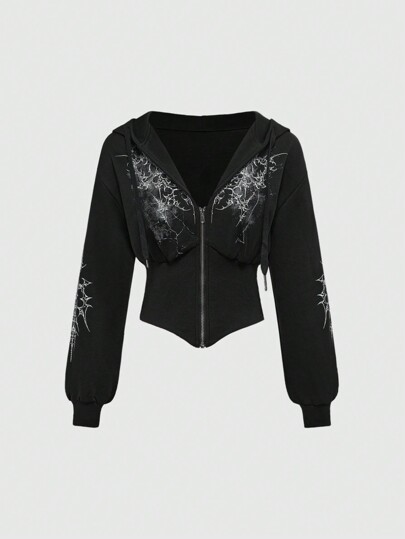 Grunge Punk Sweat-shirt à capuche vintage imprimé léopard de la sous-culture Y2K pour femmes