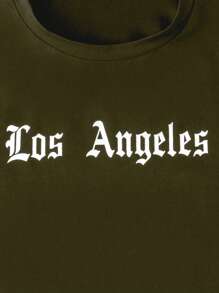 SHEIN 青少年男孩字母印花圆领短袖休闲 T 恤