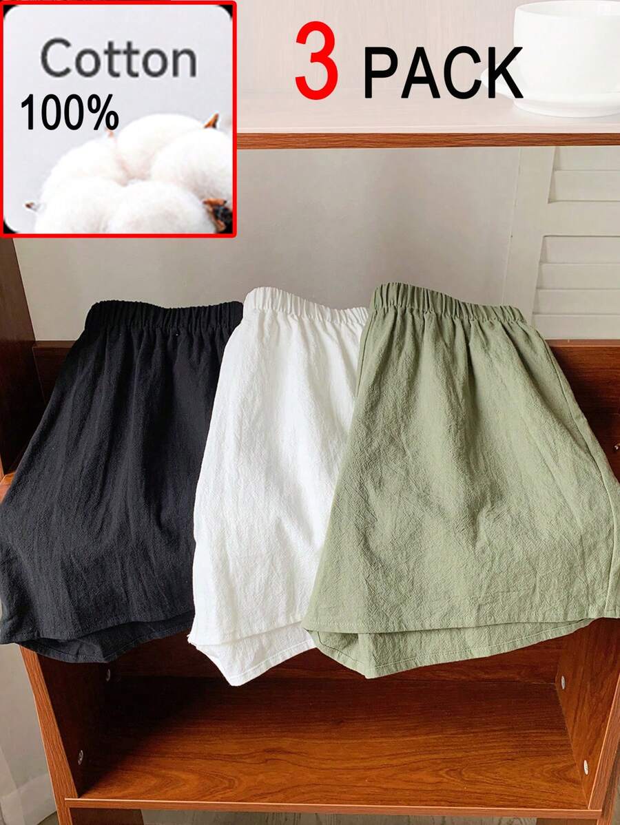 SHEIN EZwear 3 件套加大码多色短款休闲短裤，简约时尚，适合日常穿着 - 彩色 - 查看 1