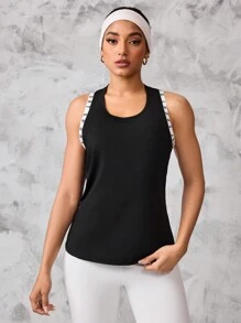Easithlete Women's Yoga Strap Panel Racerback Tank Top - Black - View 3