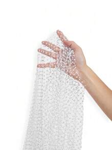 VaVaBold Pantalones de mujer de unicolor de talle alto con decoración de strass y transparencia sexy