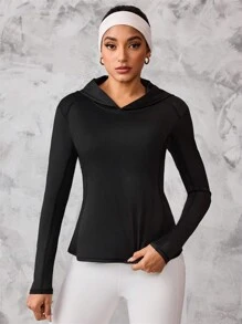 SHEIN Sport Studio Perforated Hoodie, Minimalist Fashion Casual Everyday Wear