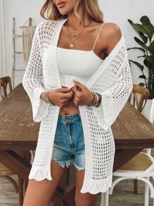 Breezaya Lightweight Hollow-Out Knitted Outerwear, Spring/Summer Vacation - White - View 6