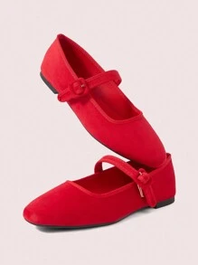 CUCCOO DOLLMOD Women's Red Cute Flat Shoes, Minimalist Fashion Casual For Daily Wear