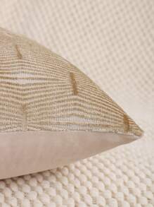 Jacquard Velvet Geometric Pattern Throw Pillow Case, Decorative For Living Room & Bedroom - Beige - View 4