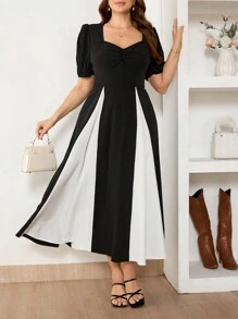 SHEIN Frenchy Consultar la guía de tallas con cartas de colores, cintura elástica, sin cremallera - Blanco y Negro - Ver 3
